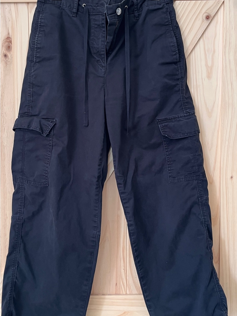 NEXT Black Cargo Parachute Pants Balloon Leg Drawstring Hem US 6 UK 10R